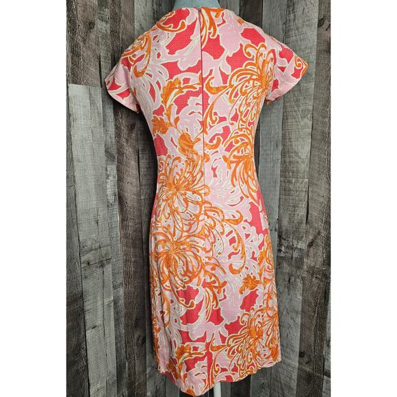 TAYLOR Retro DRESS Pink Orange Dress Women's size 2 - Picture 2 of 8